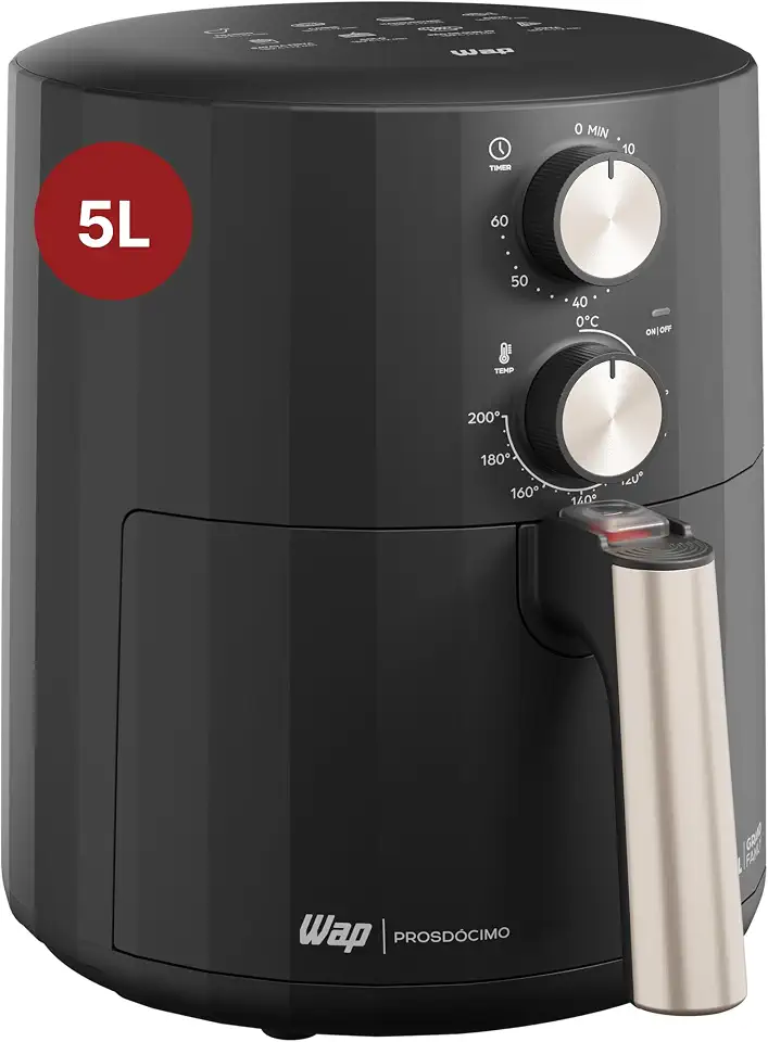 WAP Fritadeira Elétrica Air Fryer GRAND FAMILY 5 Litros, Temperatura Ajustável, Revestimento Antiaderente, 1500W 127V