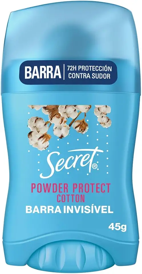 Secret Desodorante Antitranspirante em Barra Invisível Proteção de Algodão 45g