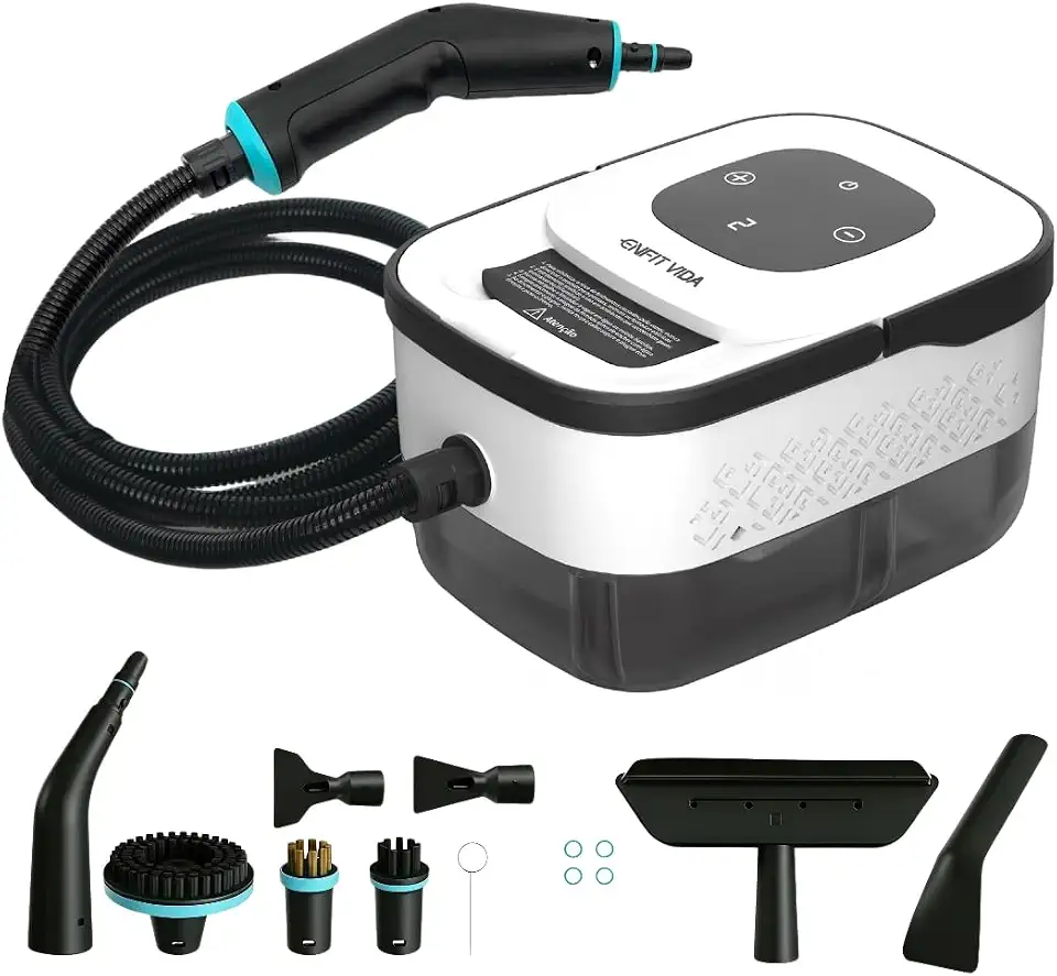 Limpador de Vapor Portátil Alta Pressão e Alta Temperatura 2500W 4Bar 105°C, 8 Níveis de Ajuste de Vapor, Reservatório 1250ml, 8 Bocais de Limpeza, para Cozinha,Casa,Banheiro, Veículos e Passar Roupas
