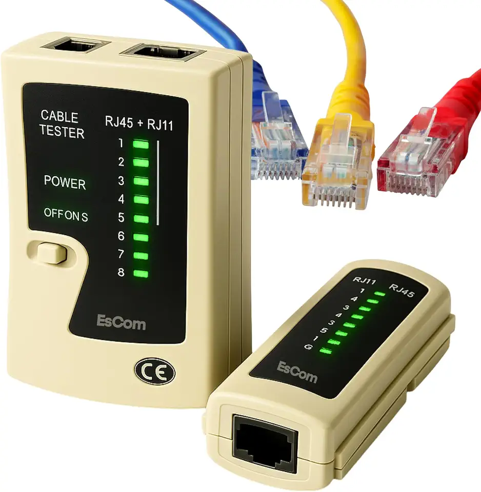 Testador de Cabo de Rede e Telefone RJ45 RJ11 com Módulo Remoto e Indicadores LED