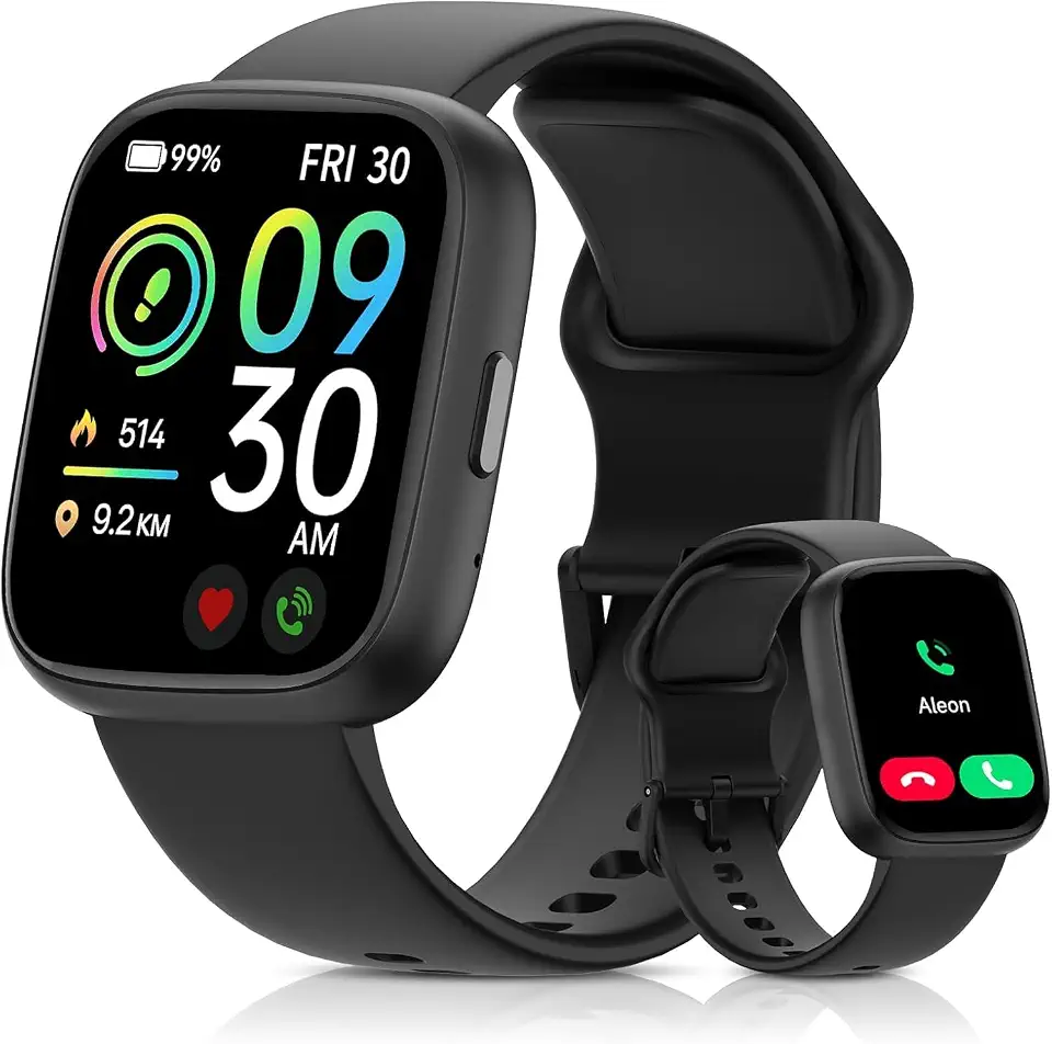 Bettdow SmartWatch Feminino 1.83" Full Touch, Assistente de voz Alexa, IP68 à Prova d'Água, Ligações Bluetooth, 100+ Modos Esportivos, Notificações Inteligentes, Compatível com iOS/Android (preto)