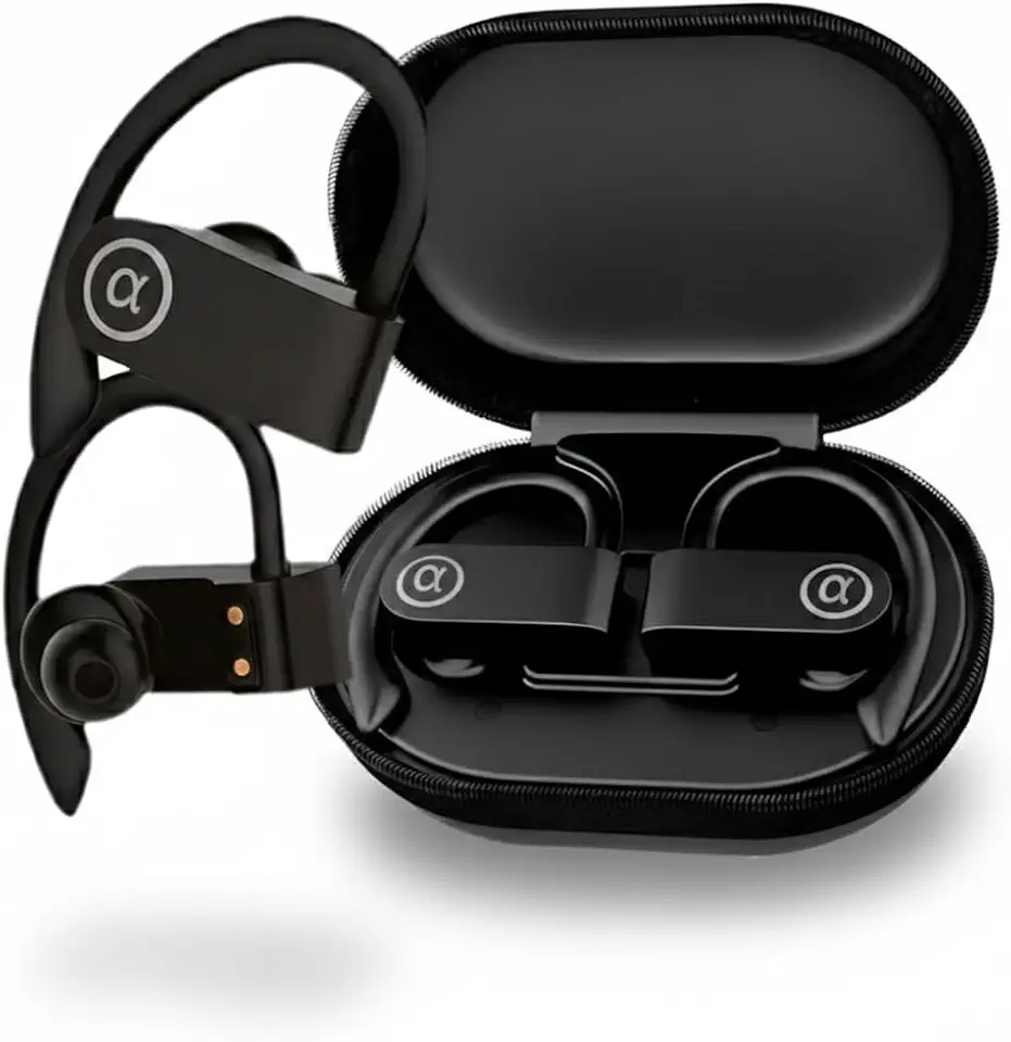 Fone de Ouvido Bluetooth Esportivo 5.4 com Gancho, Som HD, Bateria Duradoura, Resistente à Suor IPX5, Cancelamento de Ruído, Microfone, LED Display e Conexão Sem Fio Estável para Corrida e Academia