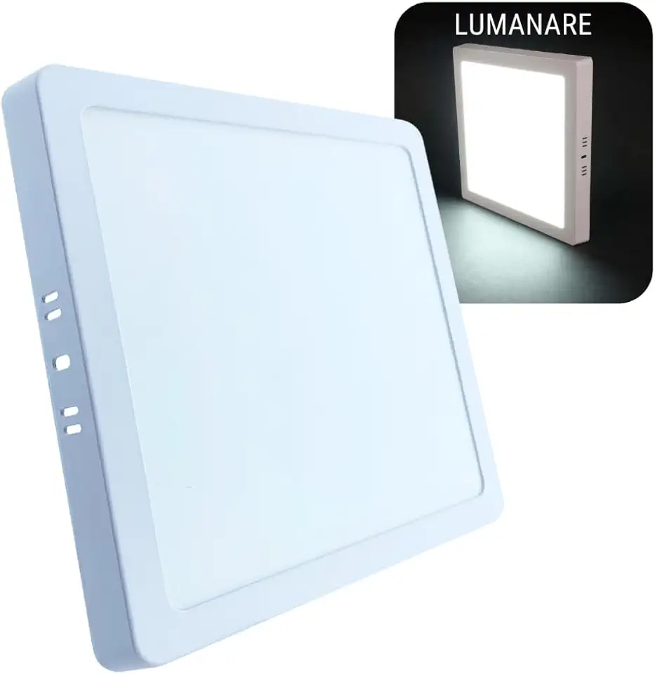 Painel Plafon LED de Sobrepor 18W Quadrado 22x22cm Slim 6500K Estrutura Resistente - Luz Branca Fria Premium