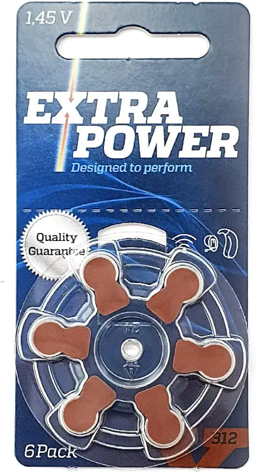 Cartela com 6 Baterias Auditivas p312 Extra Power