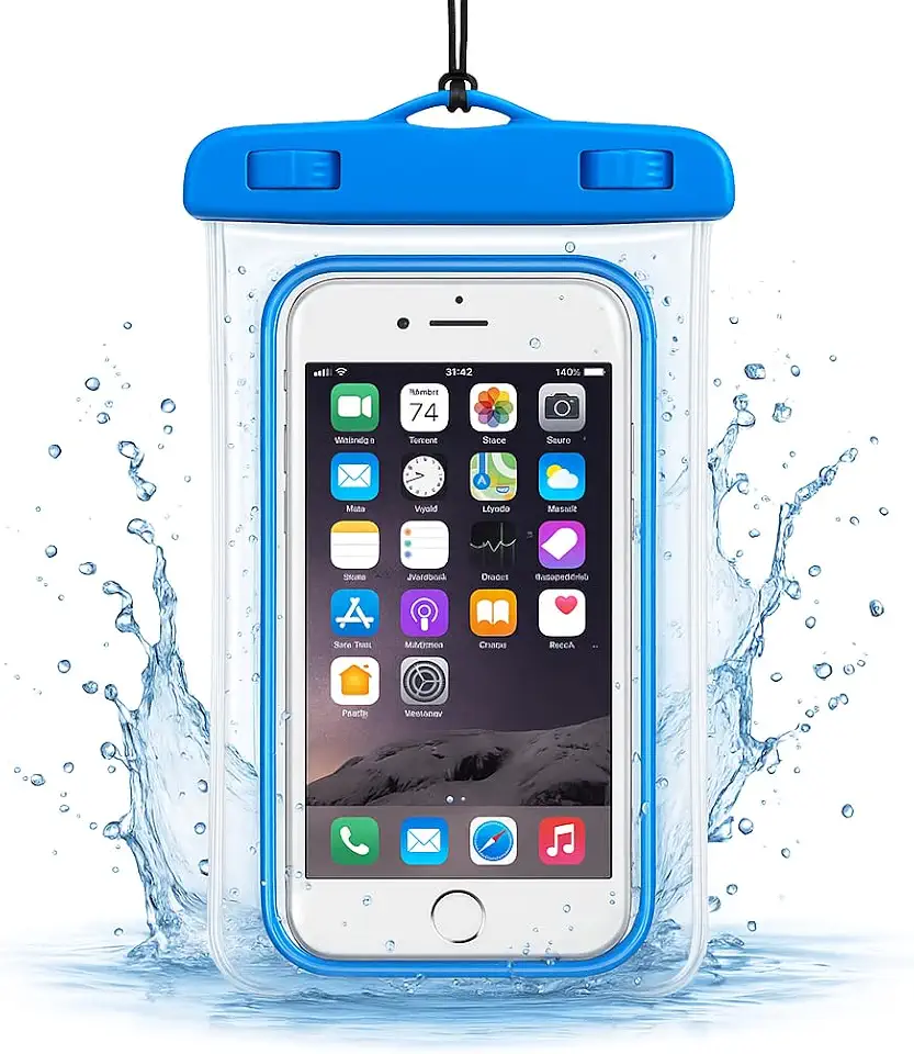 Capa Case para Celular a Prova de Água Impermeável Transparente Universal Proteção Completa IPX8 Sensível ao Toque Ideal para Praia Trilhas Piscina Viagens (Azul)
