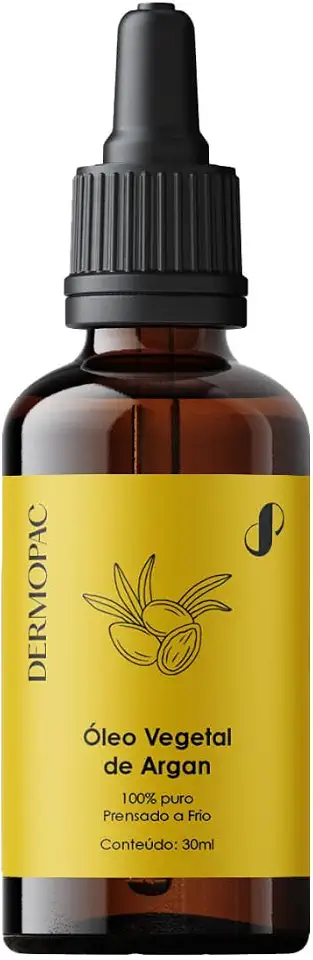 Óleo Vegetal de Argan 100% Puro Cabelo Capilar Pele Facial Corporal, Prensado a Frio, Dermopac 30ml