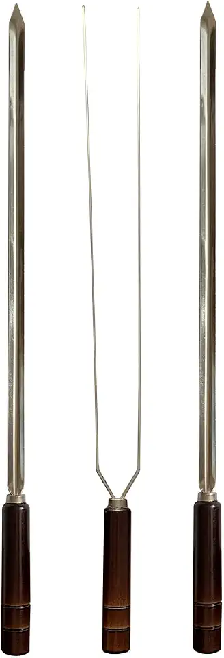 Kit 3 Espetos Artesanais Inox P/Churrasco