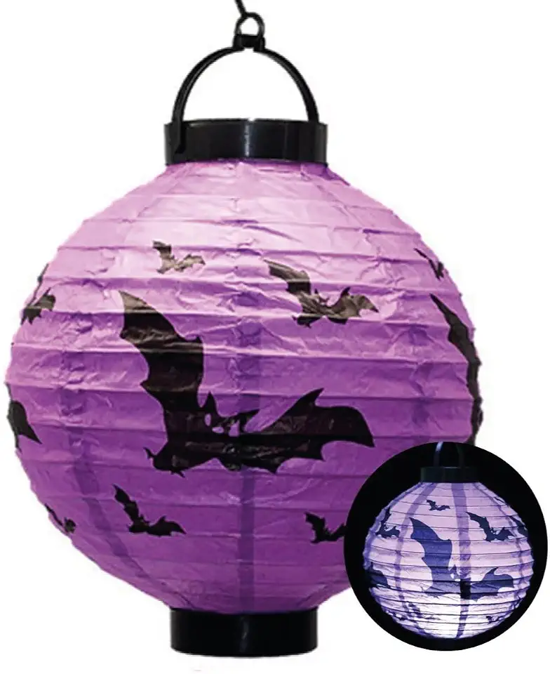 Genérico Balão Lanterna De Led Morcego Roxo Halloween