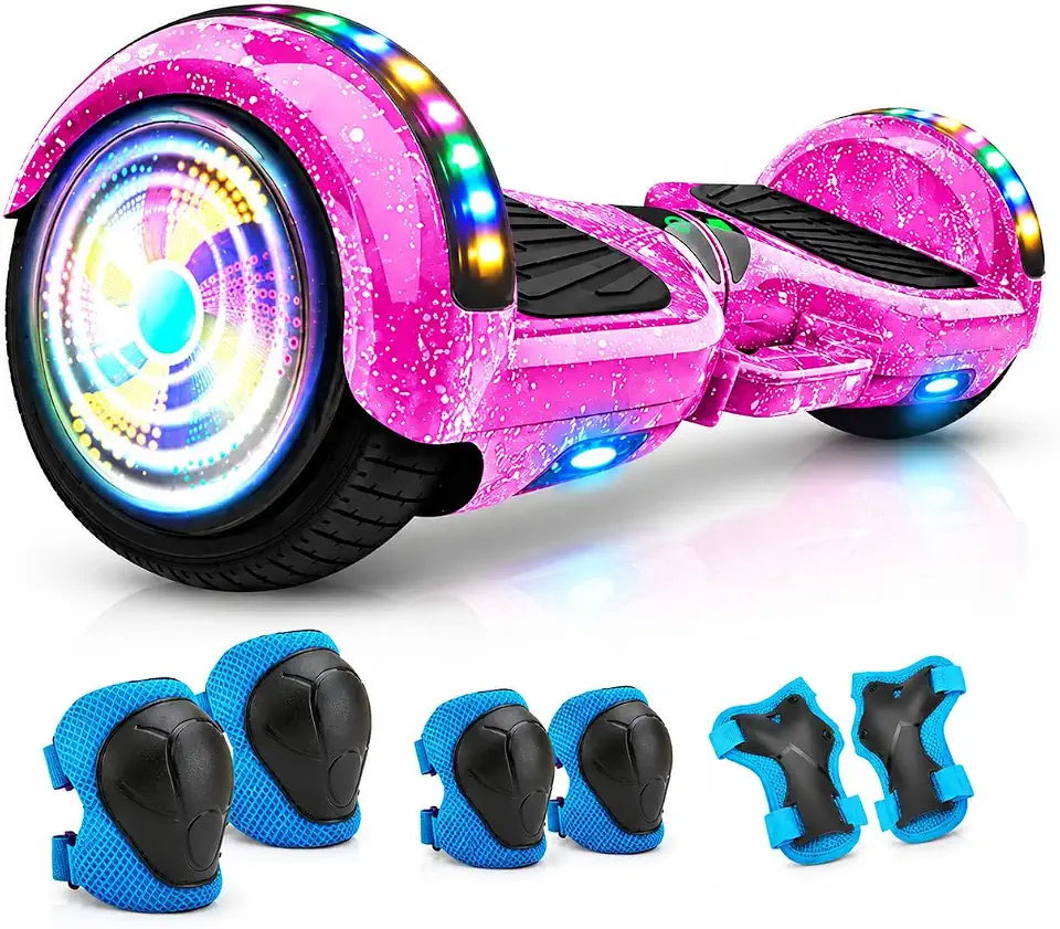Hoverboard Elétrico FINYQBET, Roda 6.5", Bateria 4400mAh, 15km/h, 120kg Máx, Bluetooth, LED, Roxo Estelar