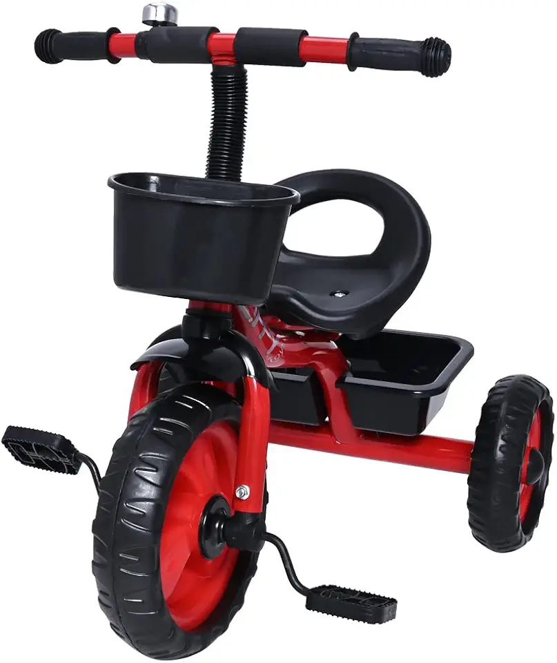 Zippy Toys Triciclo Infantil, Feito de Plástico e Aço Carbono. Possui Cestas de Armazenamento e Campainha Trim Trim. Indicado Para Crianças Até 03 Anos e Suporta Até 25kg (Vermelho)