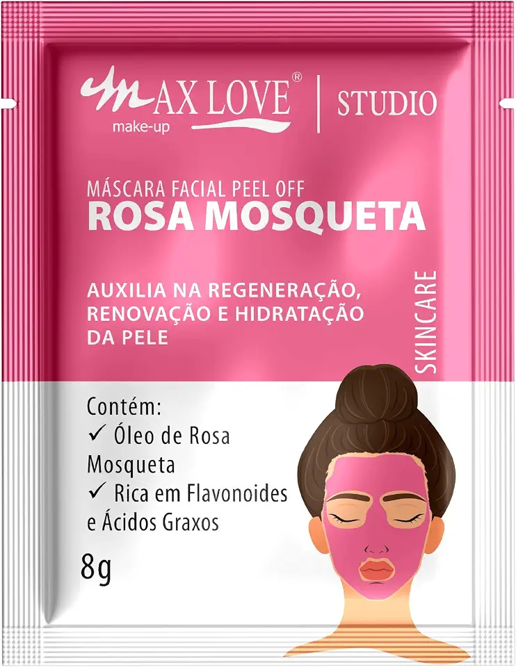 Máscara Rosa Mosqueta Max Love - Hidratação Profunda, Pele Macia e Aveludada - Sachet Facial 8g
