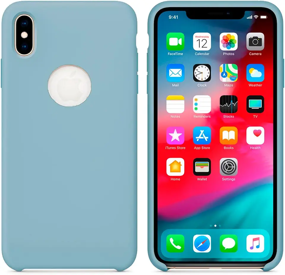 Case Capa Capinha Silicone Aveludado para iPhone X e XS Azul Bebê