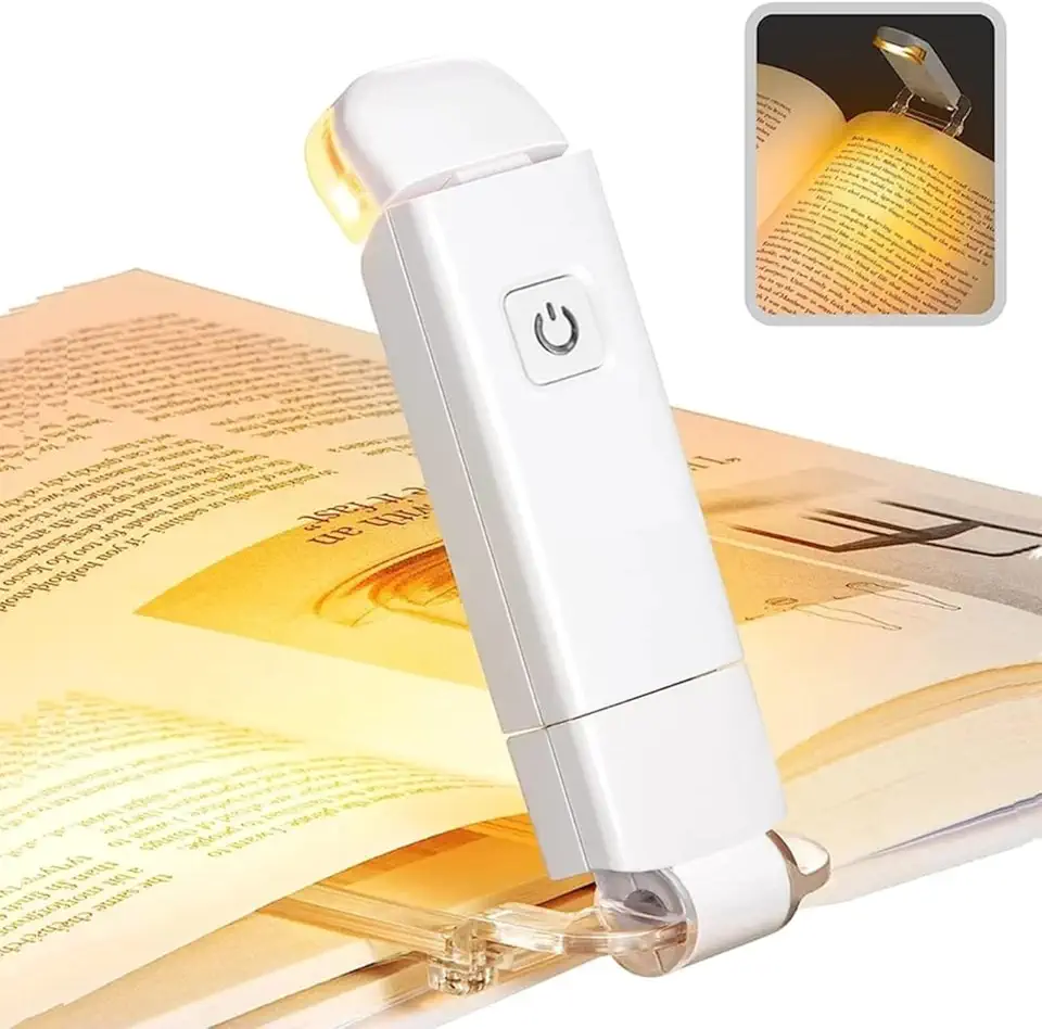 Luz de Leitura para Livro Clip Recarregavel via USB Portatil Marcador de Livro Possui 3 Niveis de luz com Brilho Ajustavel Ideal para Ler e Estudar a Noite