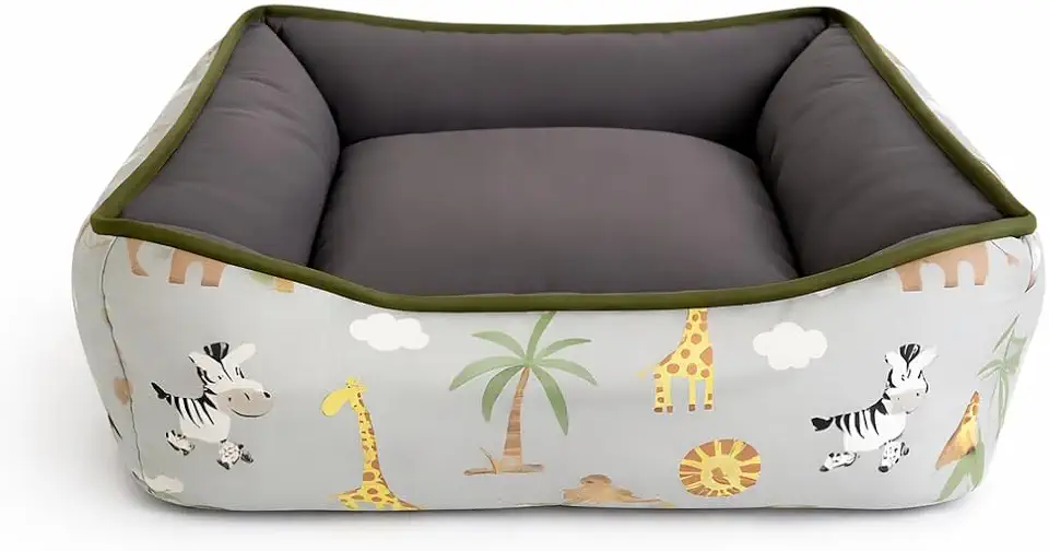 Cama PET dupla face com zíper para fácil remoção da espuma e lavagem (Médio, Safari e cinza)