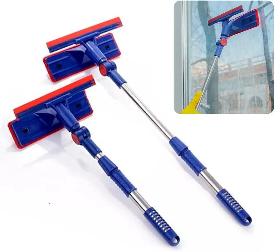 Rodo Rodinho Limpa Vidros Carro Janela Azulejo Multiuso 2 em 1 Cabo Retratil Esfregao Rodo magico Limpeza Mop Flat - LVLOGISTICA