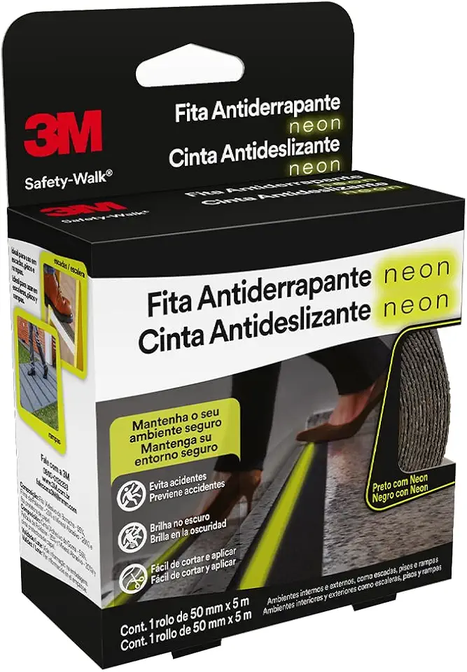 3M, Safety-Walk, Fita Antiderrapante, Neon, 50mm x 5m