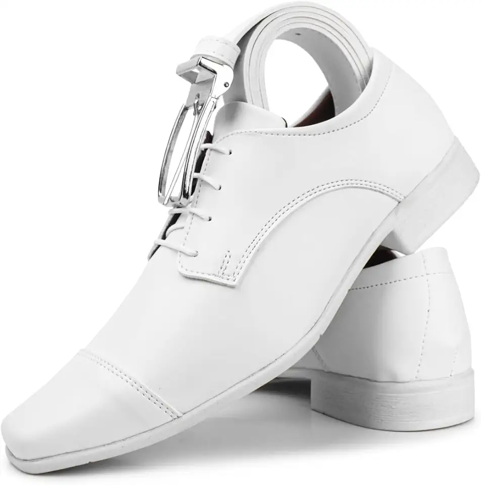 sapato social masculino pizzolev branco de amarrar + cinto