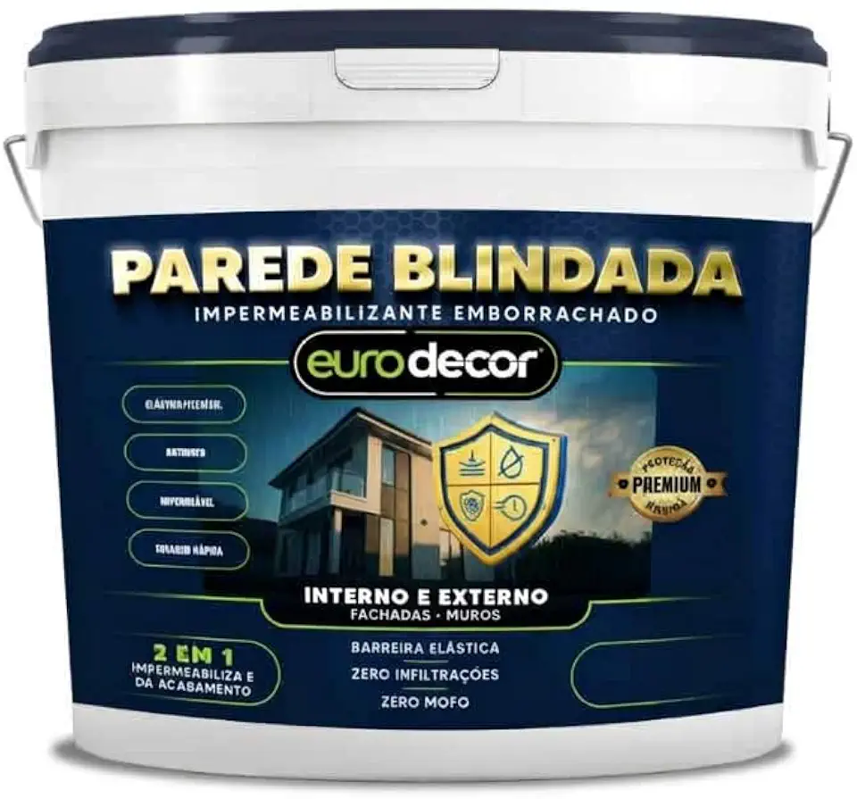 Parede Blindada Euro decor Impermeabilizante para Paredes Internas e Externas | Bloqueia Umidade, Infiltração e Mofo (Gelo, 1KG)