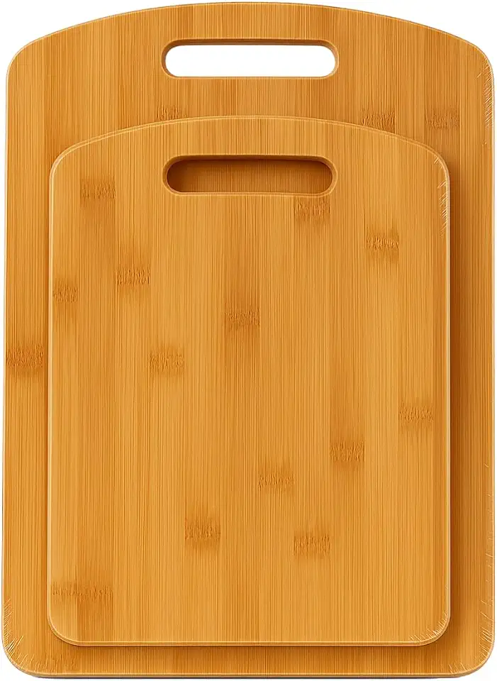 Kit 2 Tábuas de Corte em Bambu 33x24cm Resistentes Ecológicas e Antibacterianas Ideal para Carnes Legumes e Cozinha Doméstica