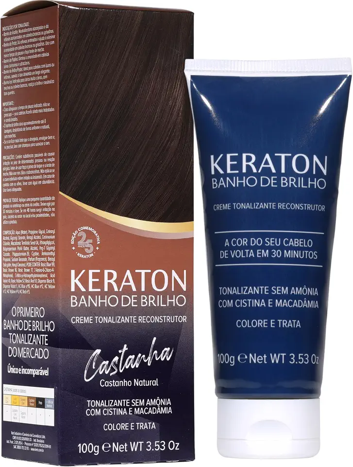 Keraton Tonalizante Banho de brilho 100g Castanha Castanho Natural