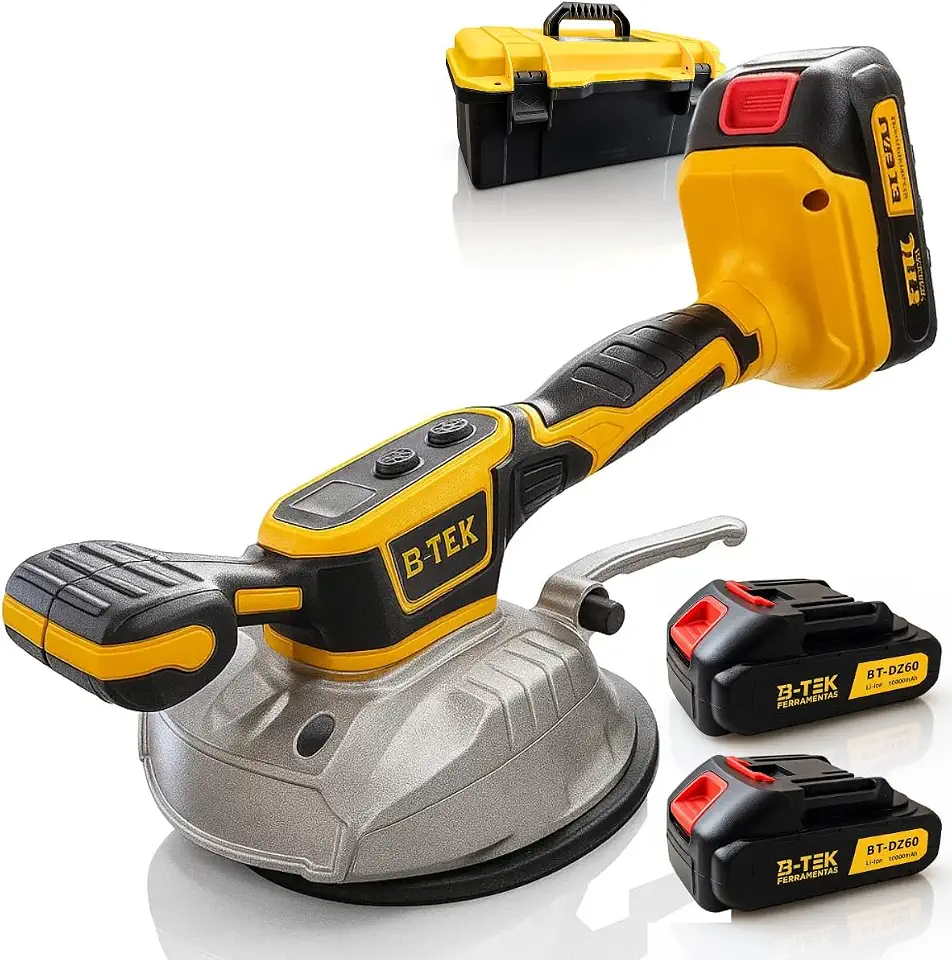 Ferramenta para Assentar Piso e Porcelanato Compatível com Bateria Dewalt 20V, Ventosa Elétrica 150W com 8 Velocidades, Visor Digital, Alta Sucção, 25.000 RPM, Ideal para Azulejos e Pisos