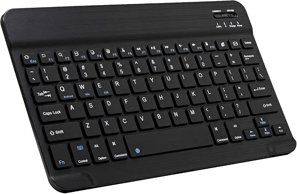 Mini teclado Bluetooth ultrafino portátil recarregável para Apple iPad, iPhone, Samsung, tablet, smartphone, iPadOS, iOS, Android (10 polegadas preto)