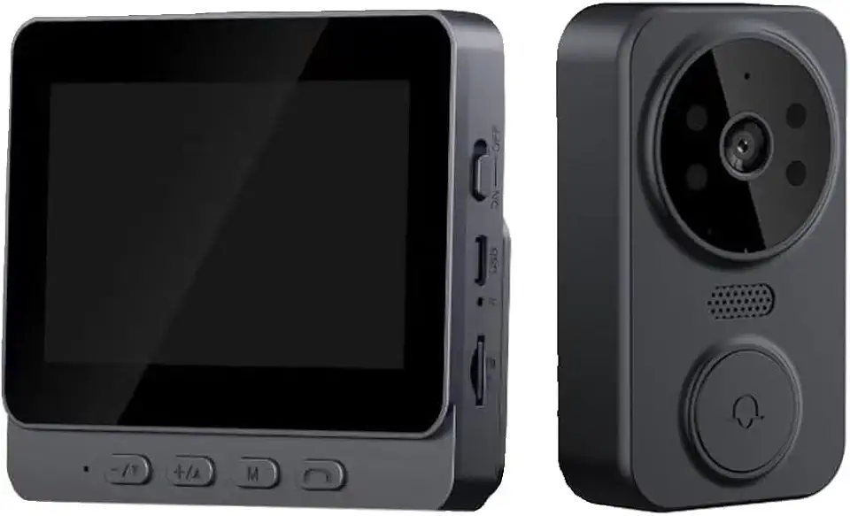 Interfone com Camera, Campainha Sem Fio com Camera, Campainha Inteligente Sem Fio com Vídeo Porteiro, Intercom de Áudio E Visão Noturna, Tela Ips 4.3”, Ângulo de 120°, Bateria Durável