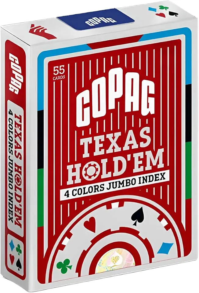 Baralho Copag Texas Holdem Naipe 4 cores - Vermelho Poker Tranca Truco