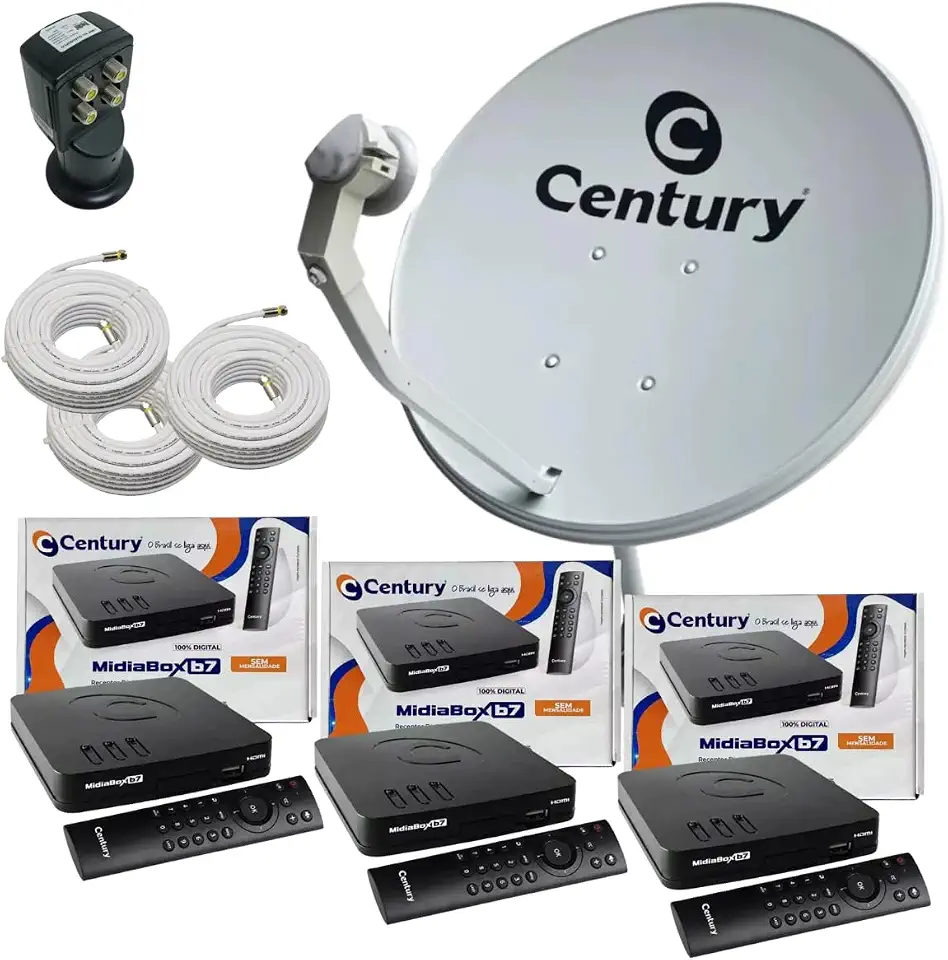 Kit Antena Midiabox B7 03 Receptor Digital Antena Ku 03 LNBF 03 Cabo 15 m