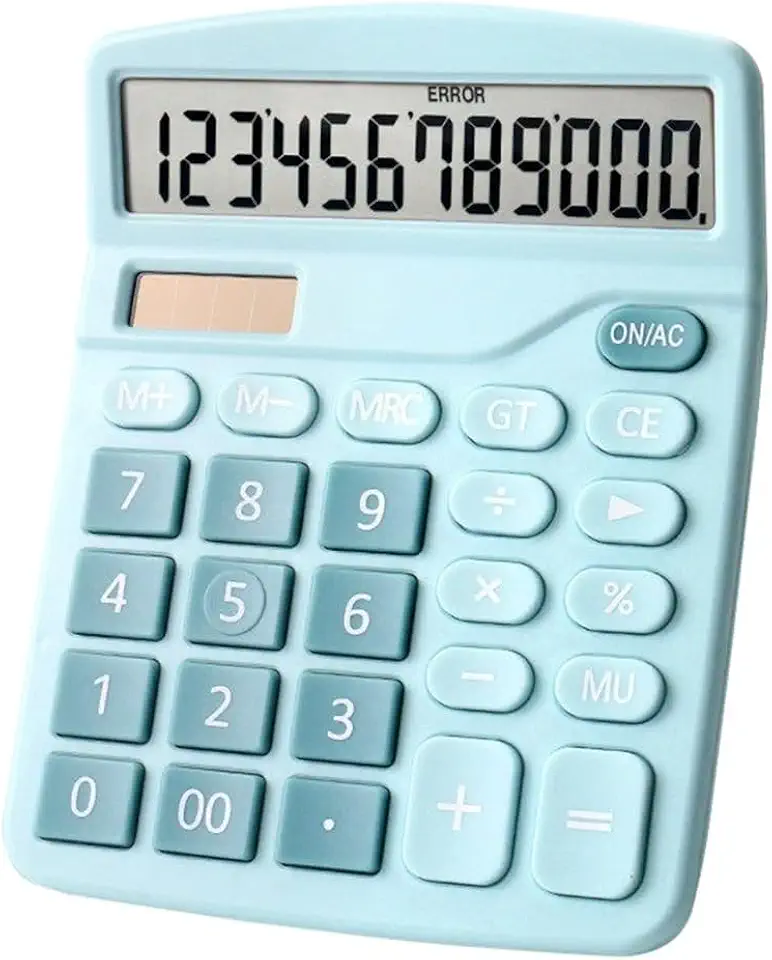 Calculadora de Mesa Cor Azul Visor Grande 12 Dígitos Solar E Pilha
