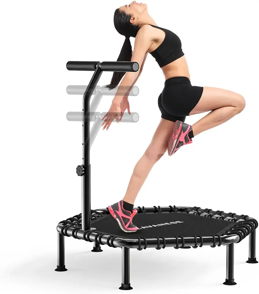 Trampolim Jump Profissional Com Apoios De Braços Ajustáveis Diâmetro Do Trampolim 108 Cm Cordão elástico de 10 mm Capacidade De Carga 250kg