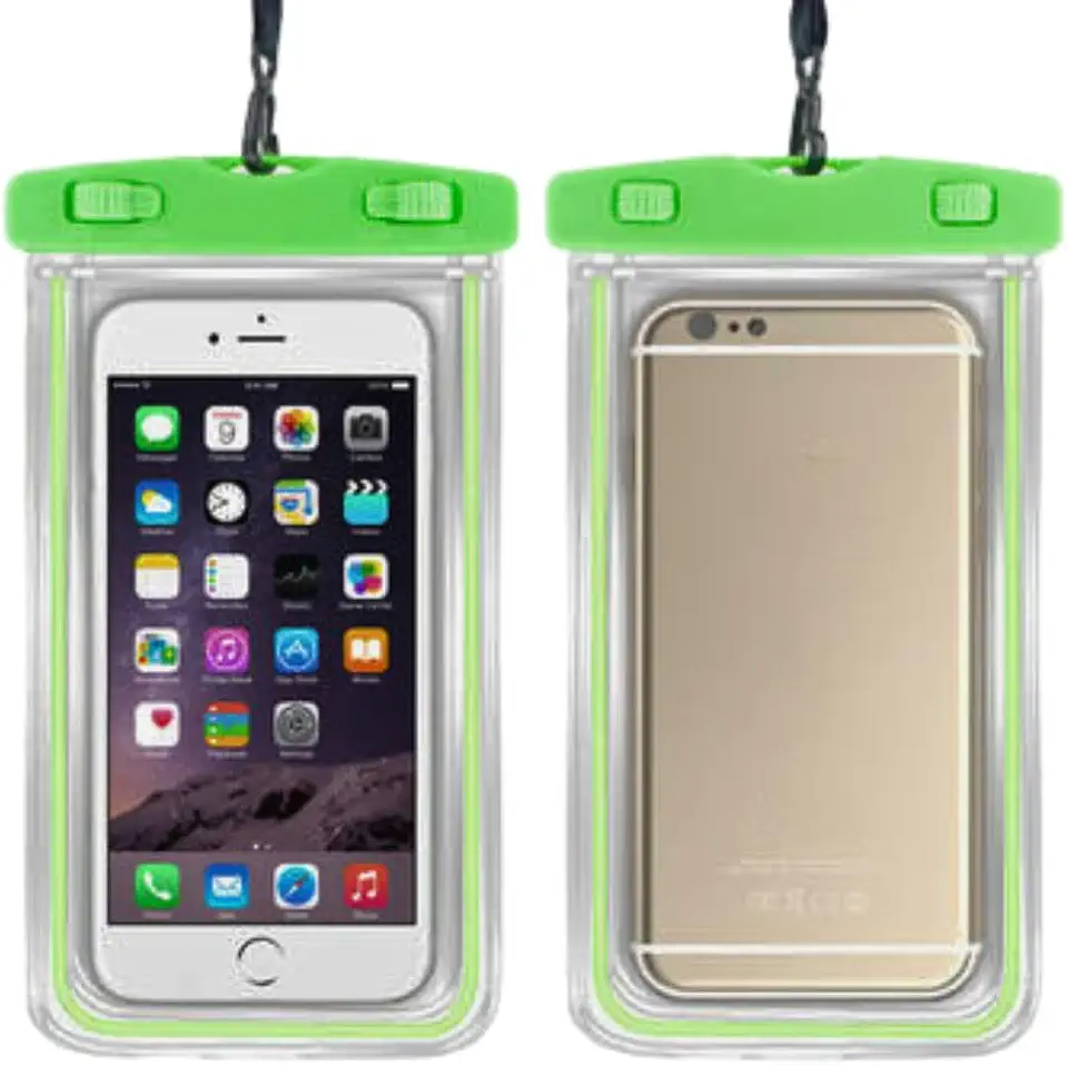 Capa Case para Celular a Prova D'Água Impermeável Transparente Universal Proteção Completa IPX8 Sensível ao Toque Ideal para Praia Trilhas Piscina Viagens (VERDE)