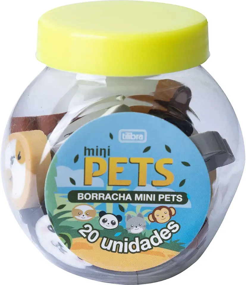 Tilibra - Borracha Mini Pets - Pote com 20 Unidades
