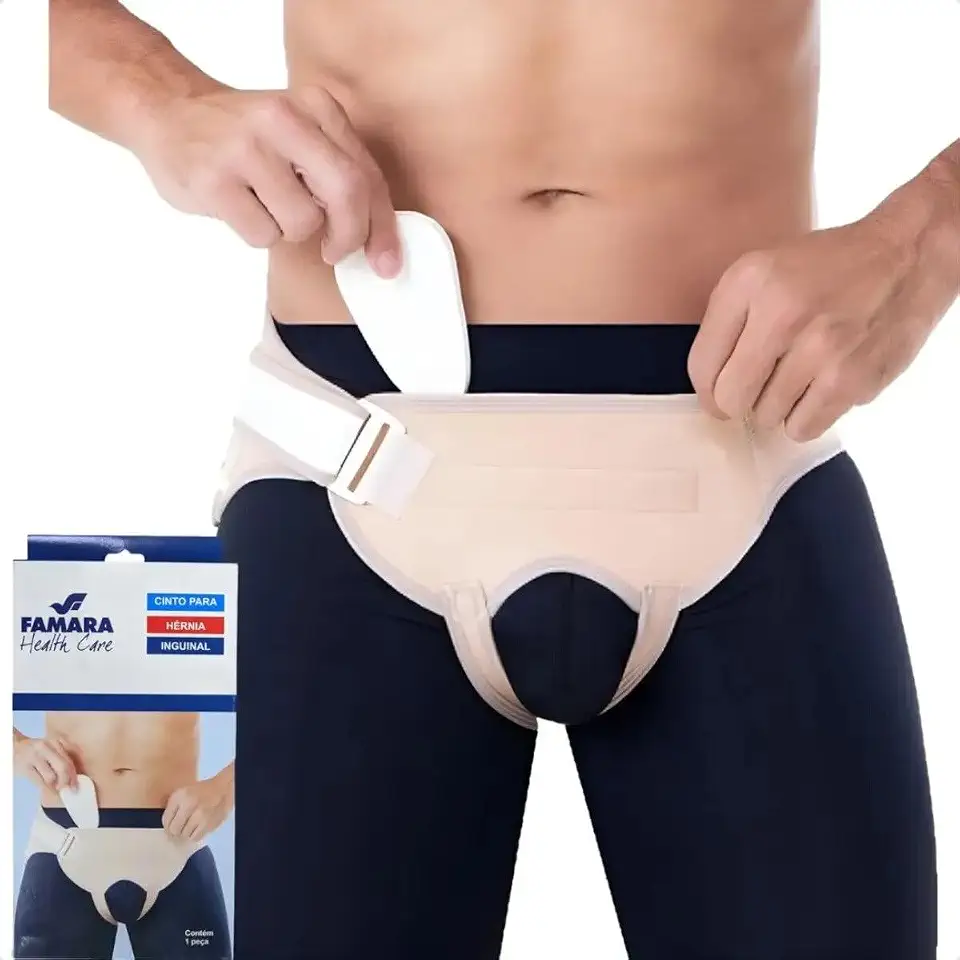 Cinto Para Hérnia Inguinal Ajustável Suporte Ortopédico Masculino Compressão Virilha Cinta Inguinal Confortável Discreta (G)