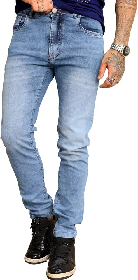 Calça Jeans Masculina Slim Fit Elastano Premium Com Chaveiro