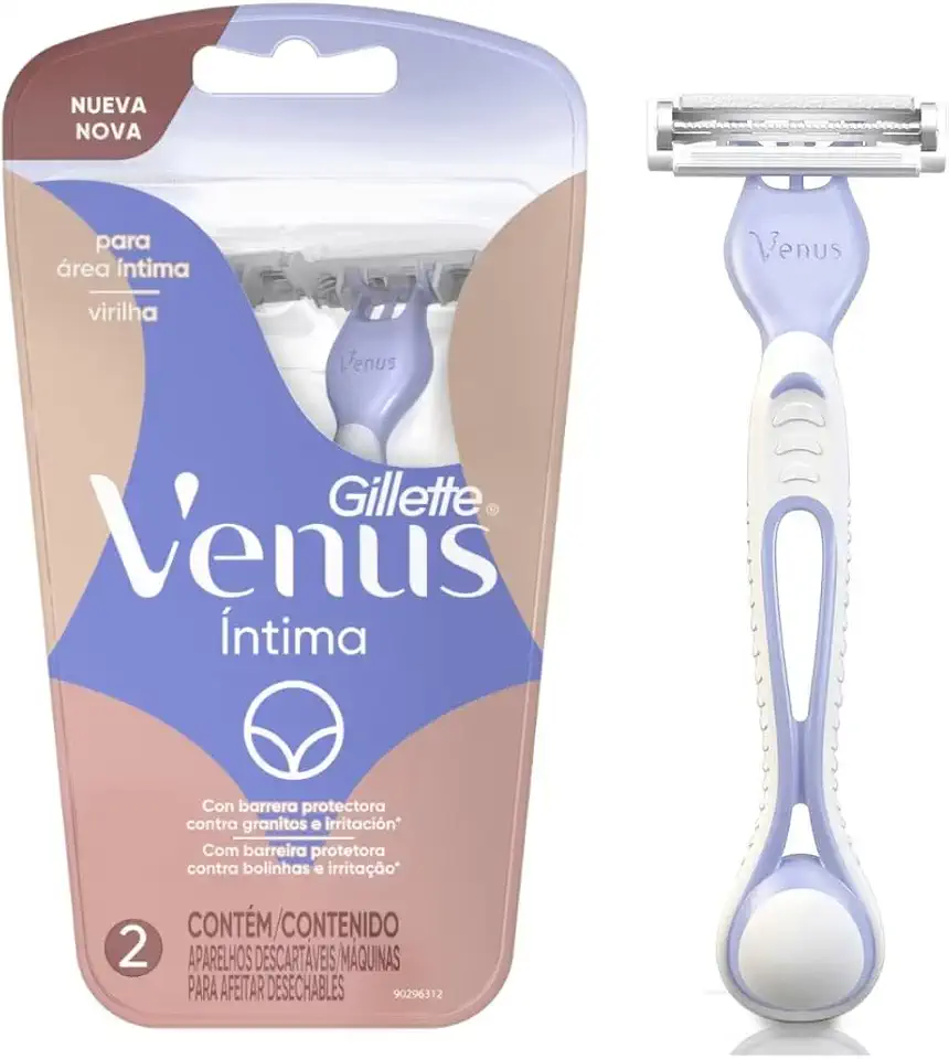 Gillette Venus Íntima, Aparelho de Depilação Íntima Feminino Descartável, 2 Unidades