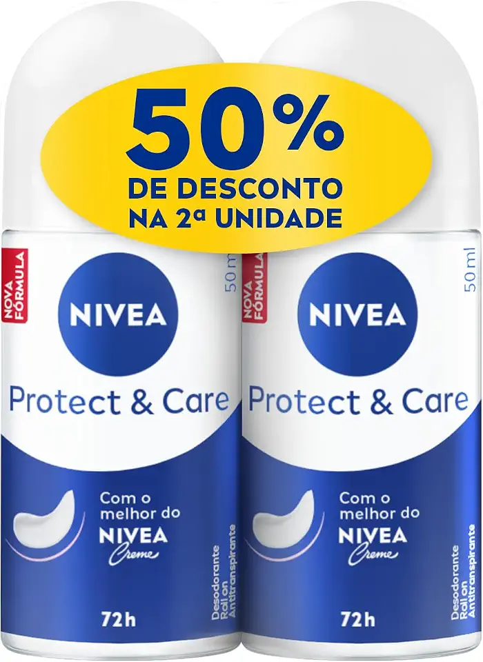 NIVEA Kit Desodorante Antitranspirante Roll On Protect & Care 50ml