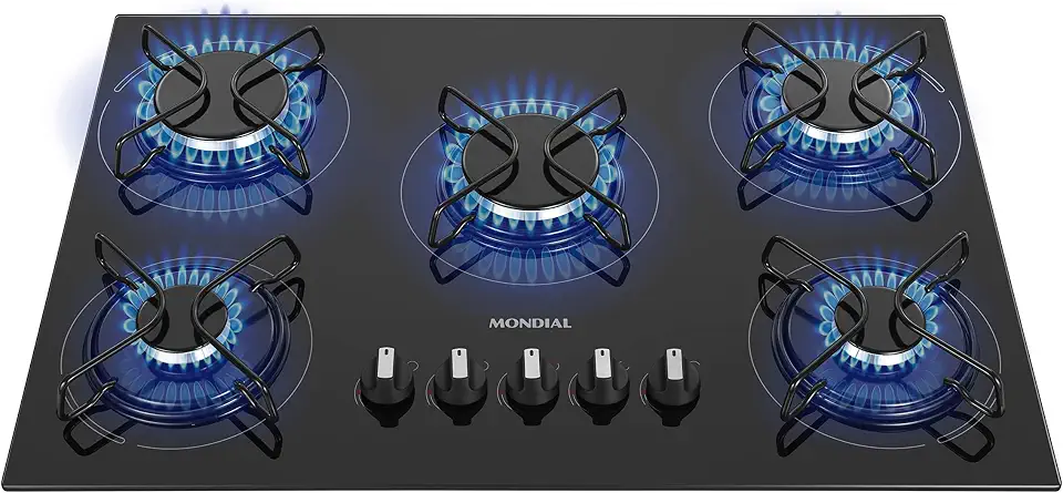 MONDIAL Cooktop a Gás, 5 Bocas, Preto/Inox, Bivolt - CTG-02
