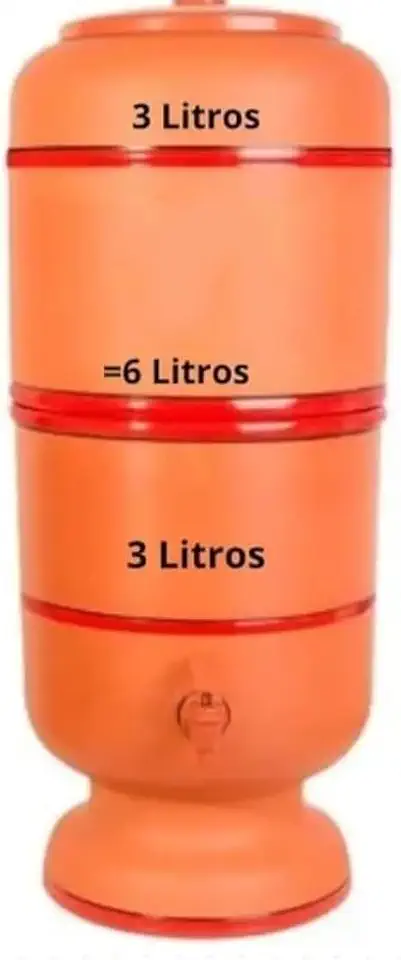 Santo Antônio Filtro de Barro 6 Litros (3l+3l): Conjunto Completo + Boia + Vela de Carvão Ativado