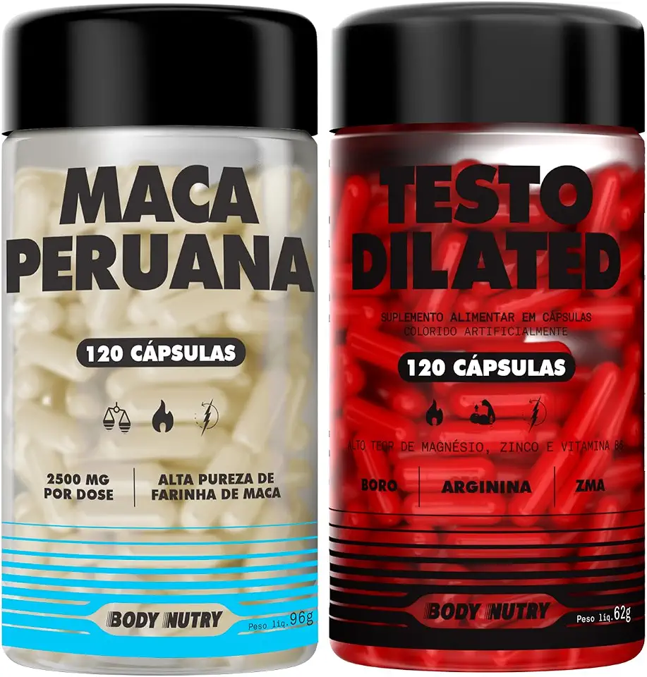 Kit Maca Peruana 2500mg 120 Capsulas Sem Gluten + Testo Dilated 120 Capsulas Vitaminas e minerais com Boro