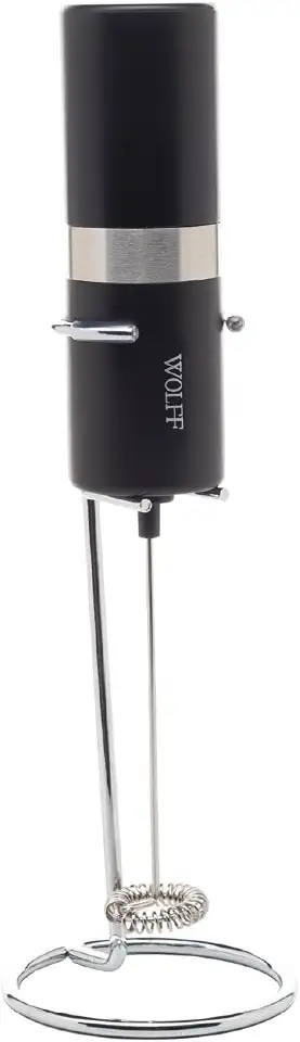 WOLFF - Mixer Elétrico para Bebidas de Aço Inox e Plástico com Suporte - motor potente - serve para bater ovos - misturador
