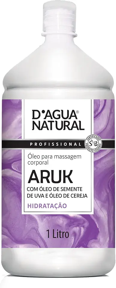 Óleo de Massagem Aruk Semente de Uva e Cereja, D'agua Natural, 1 litro