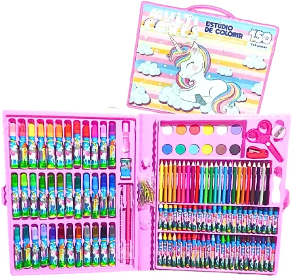 Maleta de Pintura Infantil com 150 Peças Kit Completo para Desenho e Colorir