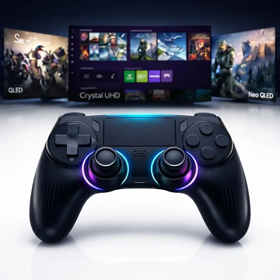 Controle Bluetooth para PC e Smart TV Samsung, LG, TCL, Phillips, Android, Google TV, Tyzen, Qled, 4K, 3 em 1, Gaming Hub, Game Pass, Geforce Now