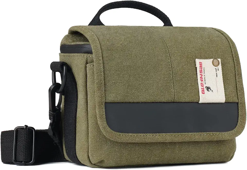 Besnfoto Bolsa tiracolo pequena para câmera, bolsa de ombro à prova d'água, de lona fofa, compacta, bolsa mensageiro para câmera DSLR sem espelho, SLR mulheres e homens