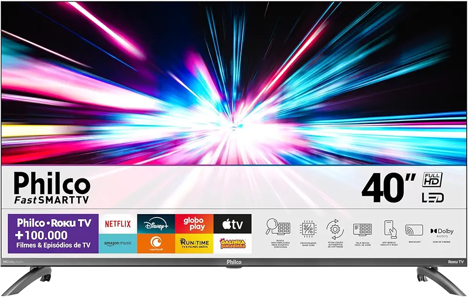 Smart TV 40” Philco Roku TV LED Dolby Audio PTV40M9GR2CGB