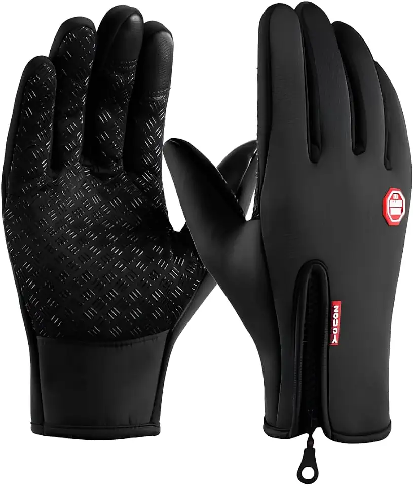 Luvas Térmicas para Moto e Bike, Impermeável, Touch Screen, Antiderrapante, Preta