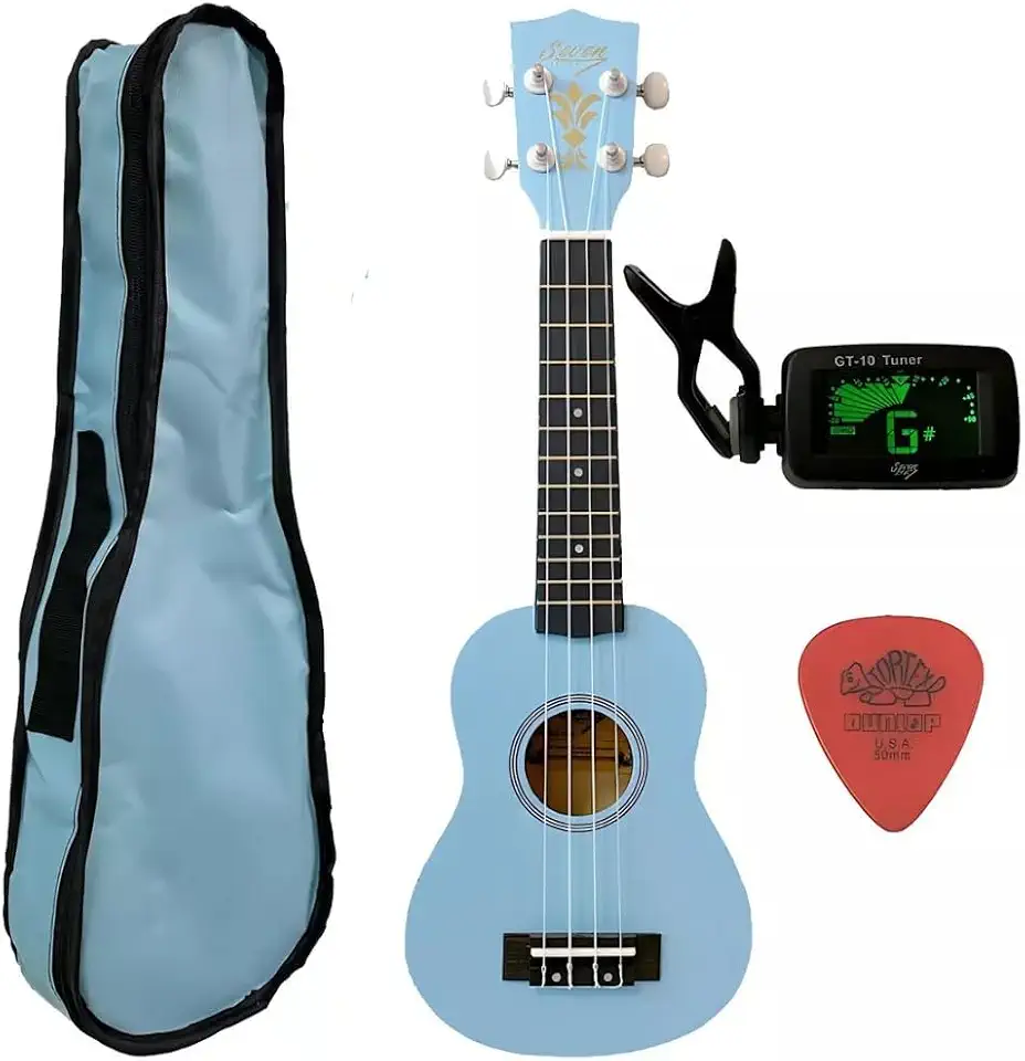 Ukulele Azul Seven Soprano Suk-07 LB/LB C/Capa e Afinador