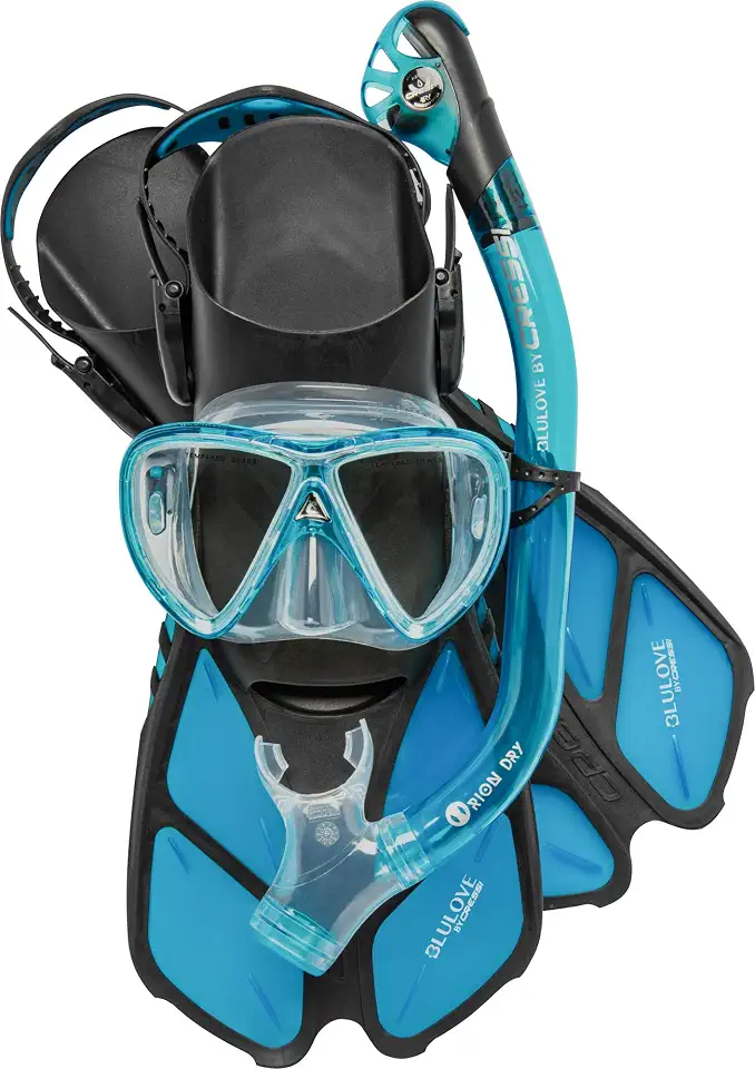 Kit de Mergulho Máscara+Respirador+Nadadeiras Cressi Bonete Pro