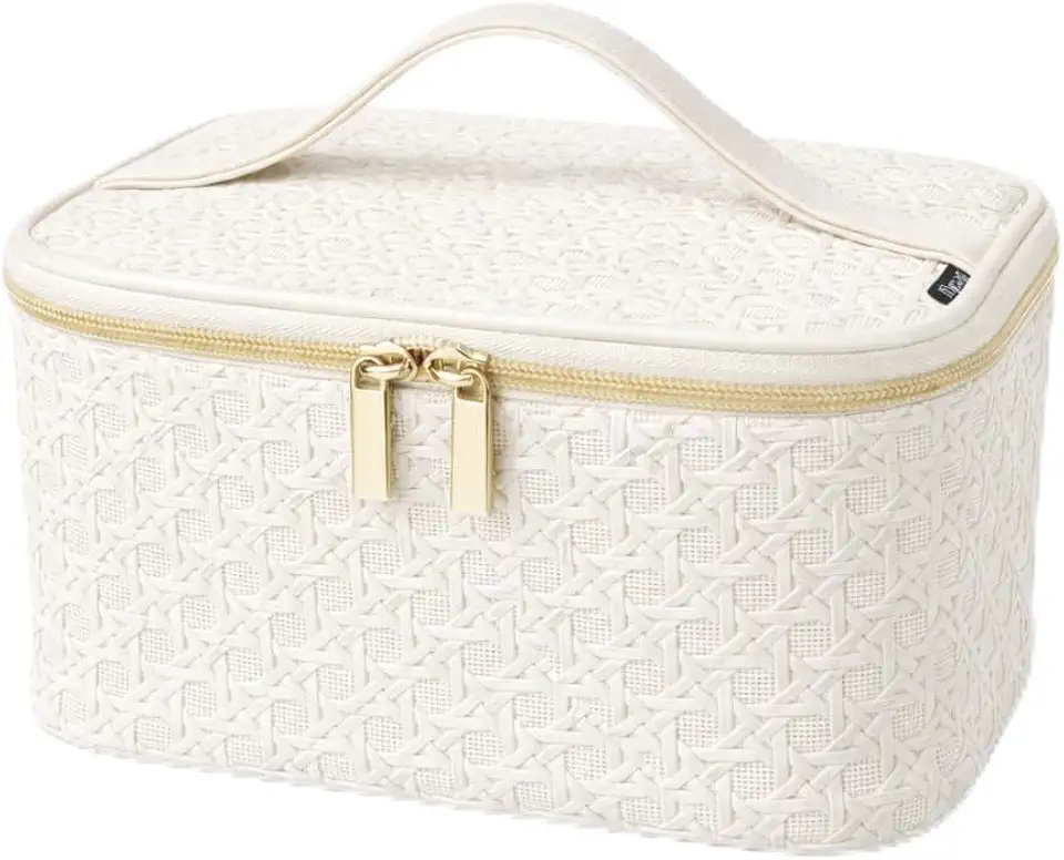 Estojo Necessaire com Alça Unissex Viagem Textura Maquiagem Utensilios Leve | Bolsa Estampa Fecho Duplo Masculino Feminino Organizador Higiene Pessoal Frasqueira Compacta Multifuncional Sofisticada